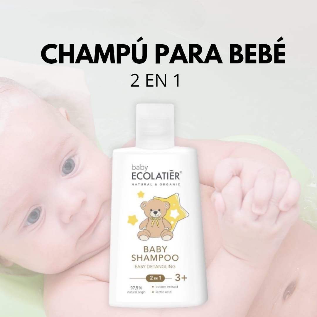 ECOLATIER Champú para bebés 2 en 1 Fácil desenredado 3+