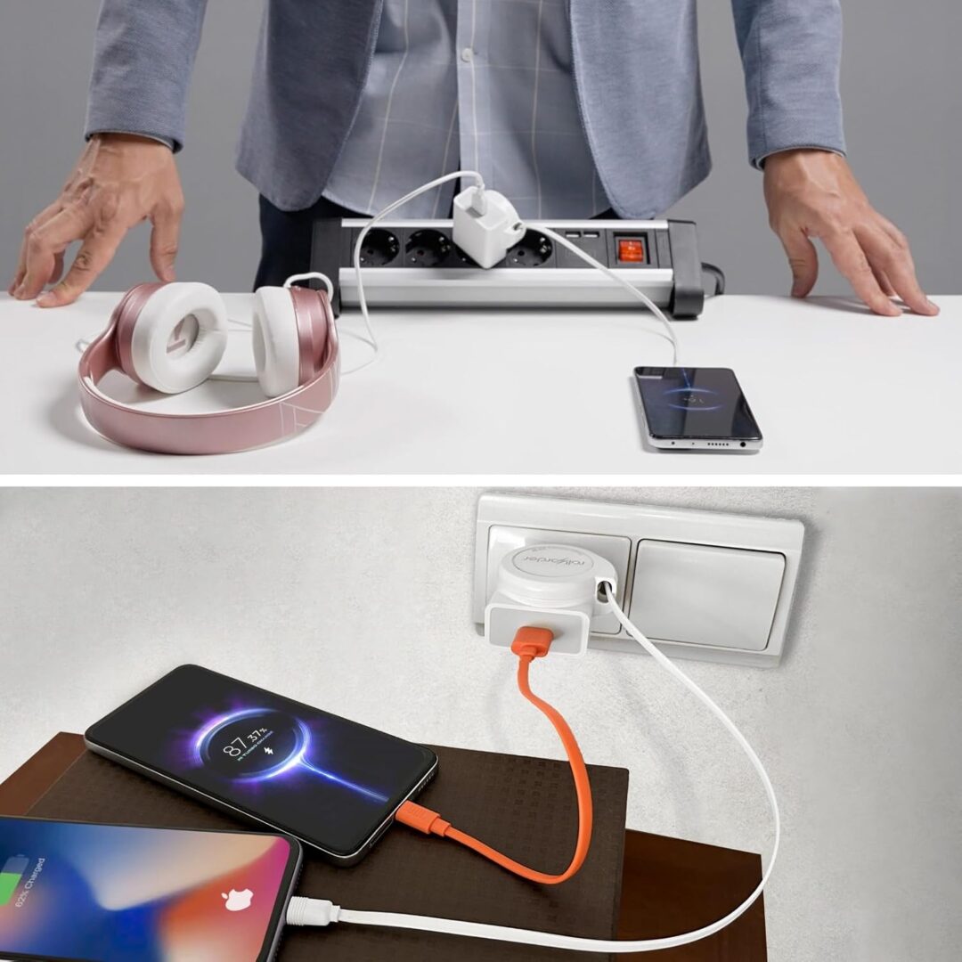 CARGADOR ULTRA RAPIDO 20W ENROLLABLE PARA ANDROID Y IPHONE 15. TIPO C - Imagen 6